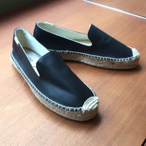 NWOT Soludos black leather espadrilles